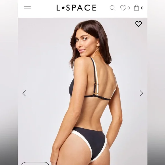 Lspace Black/White Seamless Bikini Size Small